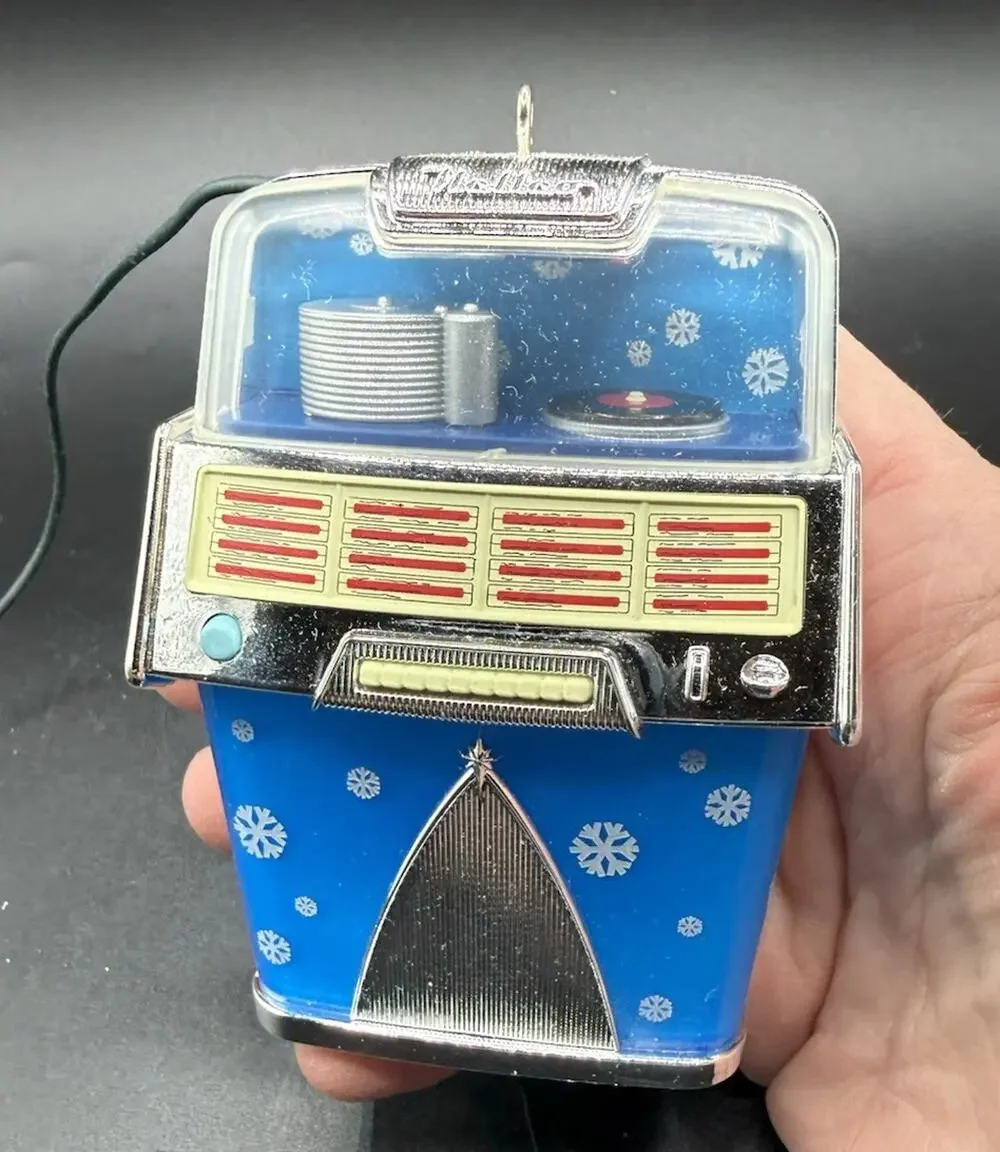 Hallmark Jolly Jukebox Ornament Magic Cord Light Sound No Box EUC -Lo24